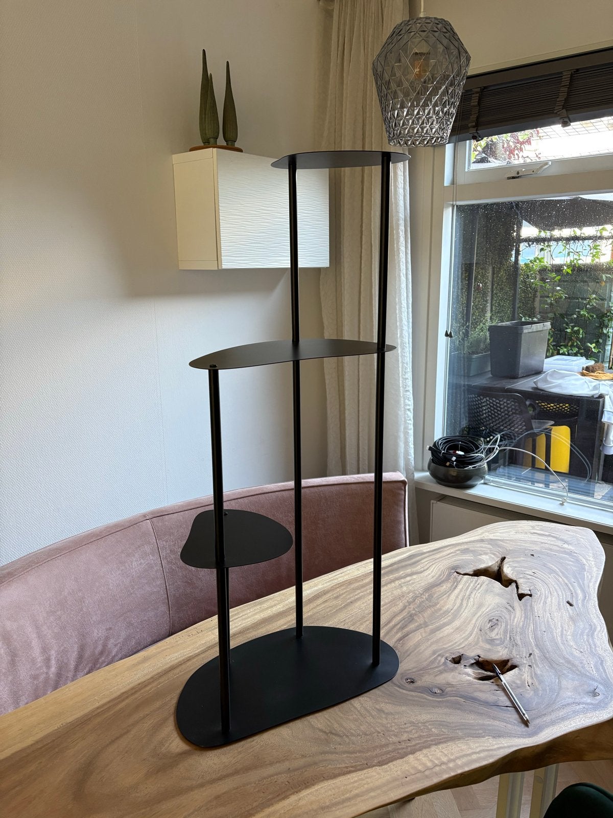 Mica Decorations Fonds Plantenstandaard Zwart 100 cm, Zwart, Ophalen of Verzenden, Zo goed als nieuw, Metaal