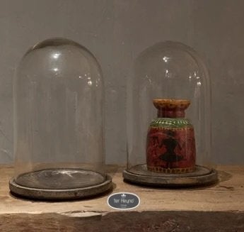 Glazen stolp plateau Large glas houten stoer sober landelijk, Glas, Verzenden, Nieuw, Met plateau