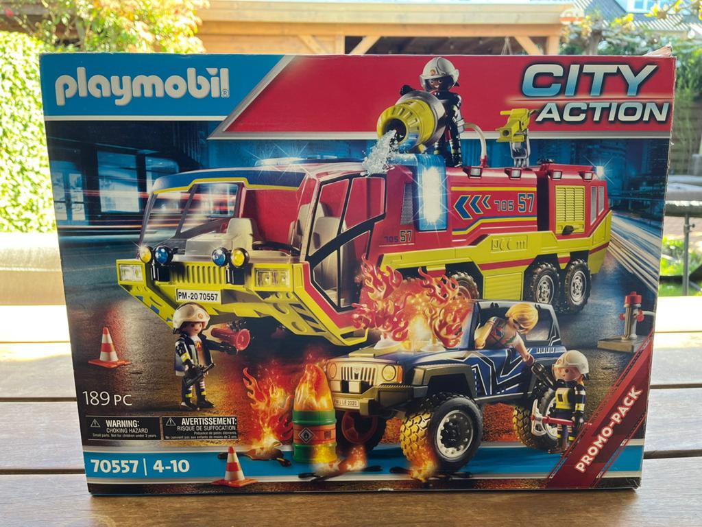 Playmobil 70557 Brandweerwagen met auto, Ophalen of Verzenden, Zo goed als nieuw