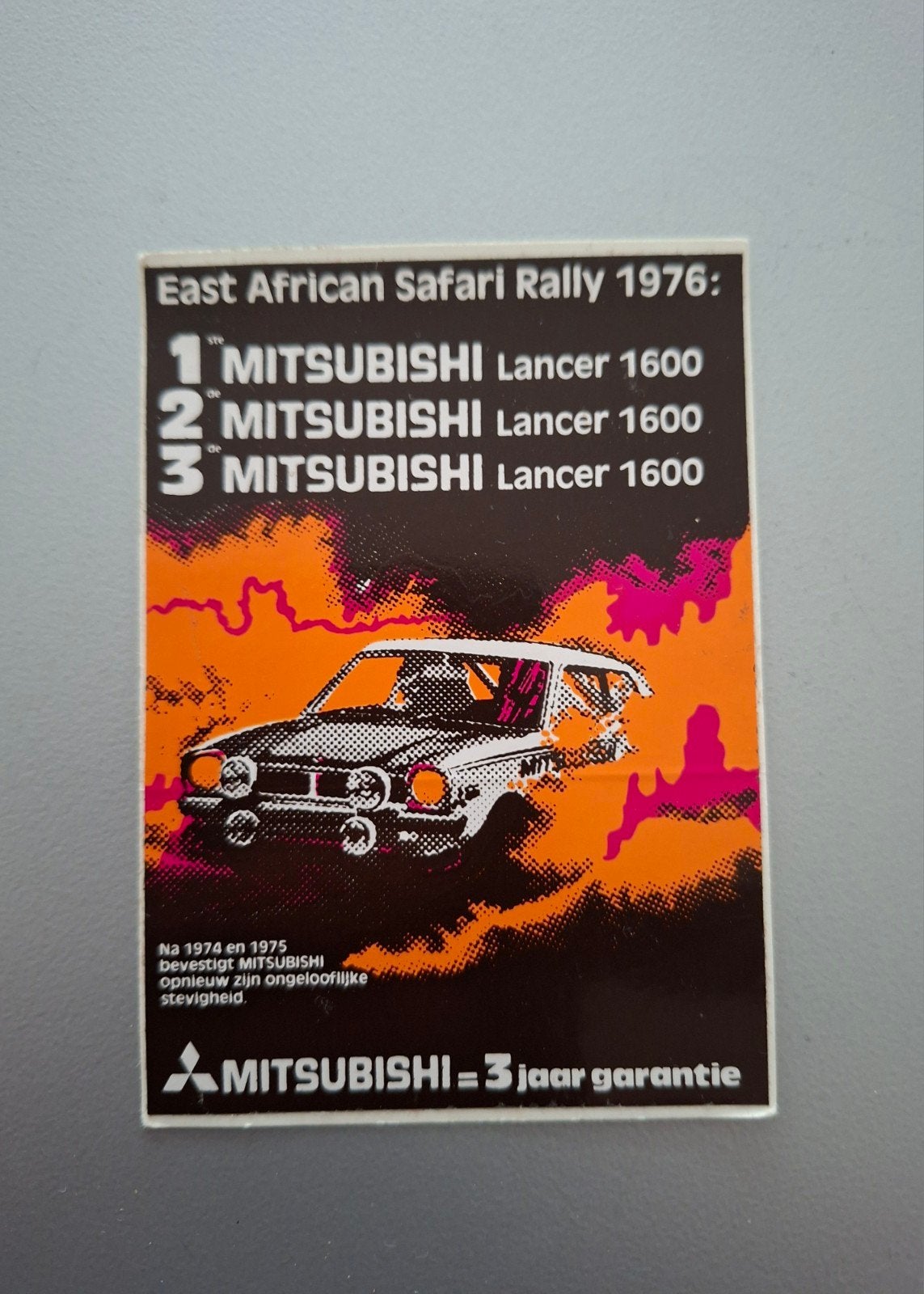 Mitsubishi Lancer 1976 Safari Rally sticker, Verzenden