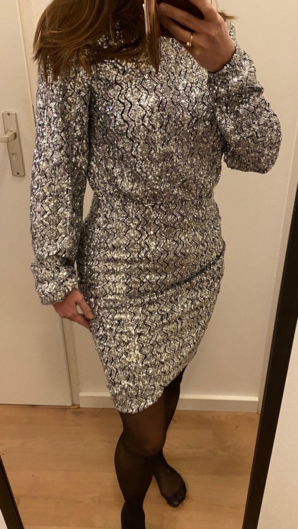 Glitterjurk Costes mt s Zilver, Verzenden, Nieuw, Maat 36 (S), Boven de knie