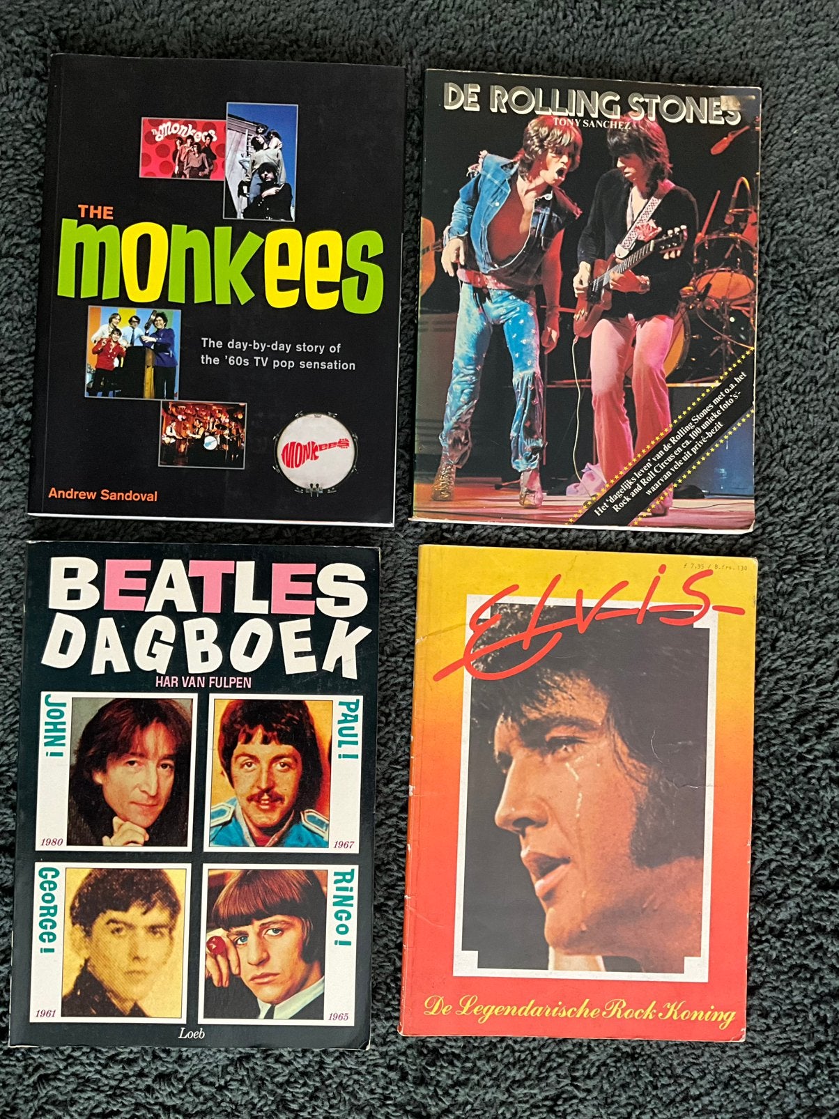 4 boeken Beatles, Rolling Stones, Monkees en Elvis, Verzamelen, Ophalen of Verzenden, Boek, Tijdschrift of Artikel