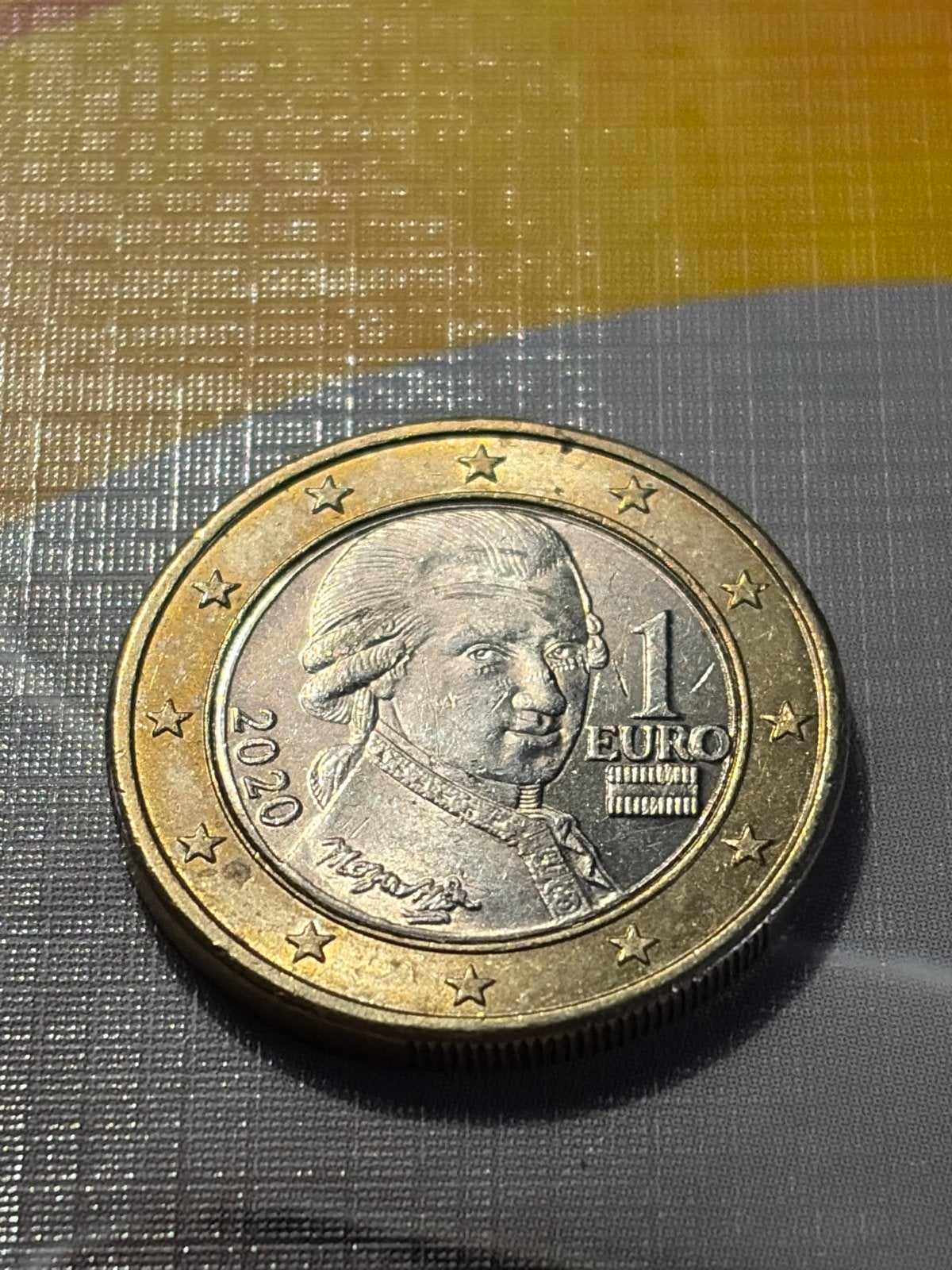 Oostenrijkse 1 euro munt 2020 - Wolfgang Amadeus Mozart, Postzegels en Munten, Munten | Europa | Euromunten, Ophalen of Verzenden