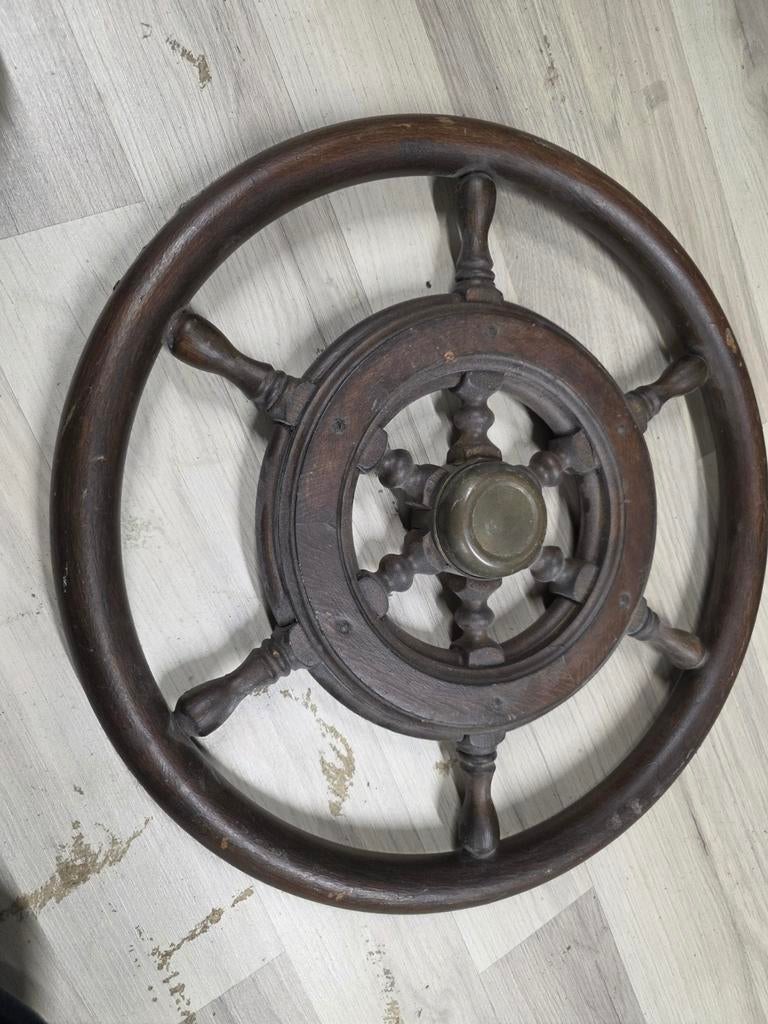 Houten Scheeps stuurwiel. Teak, Ophalen of Verzenden, Gebruikt, Interieur en Kussens