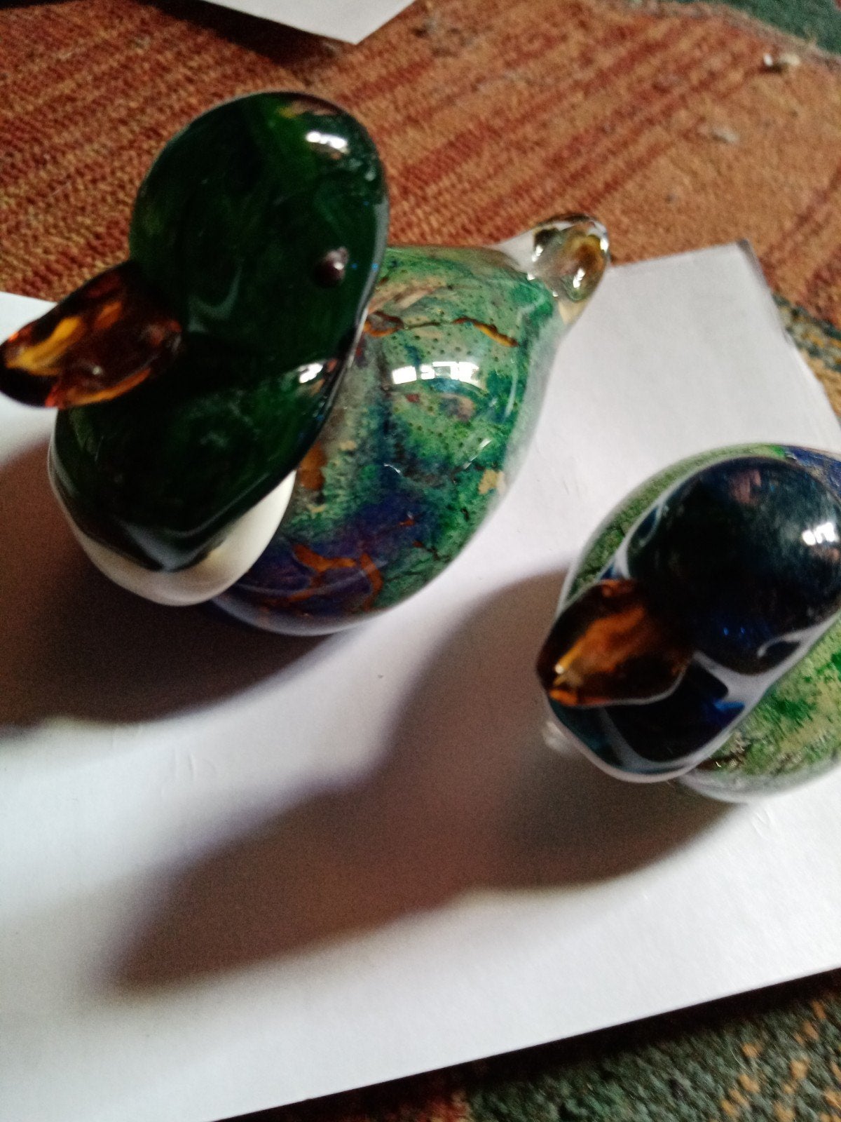 2 Murano glazen eenden: moeder en jong in mint staat, Ophalen of Verzenden