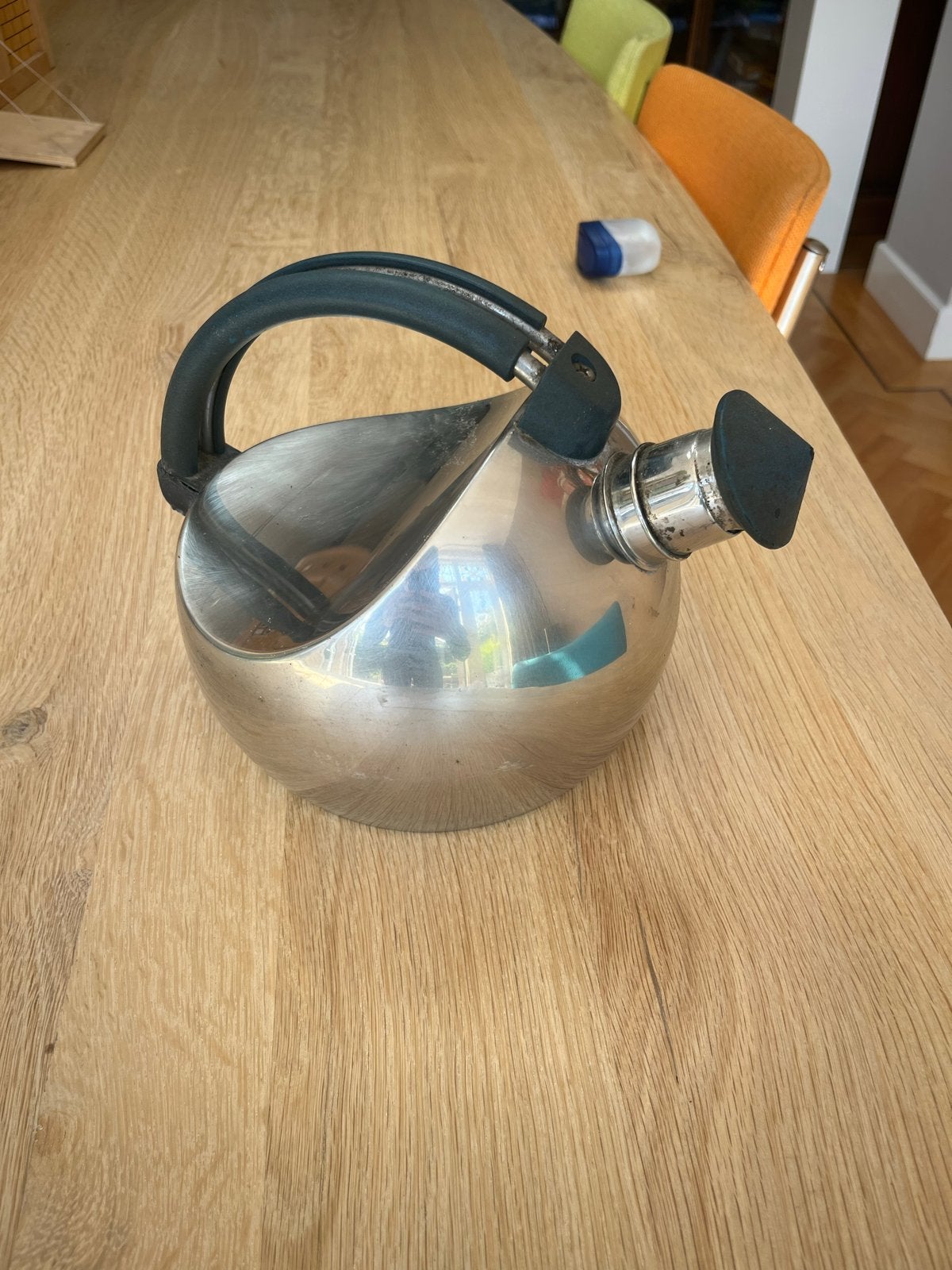 Carlo Giannini Design Fluitketel - Roestvrij Staal, Theepot/fluitketel, Gebruikt, Zilver, Ophalen of Verzenden