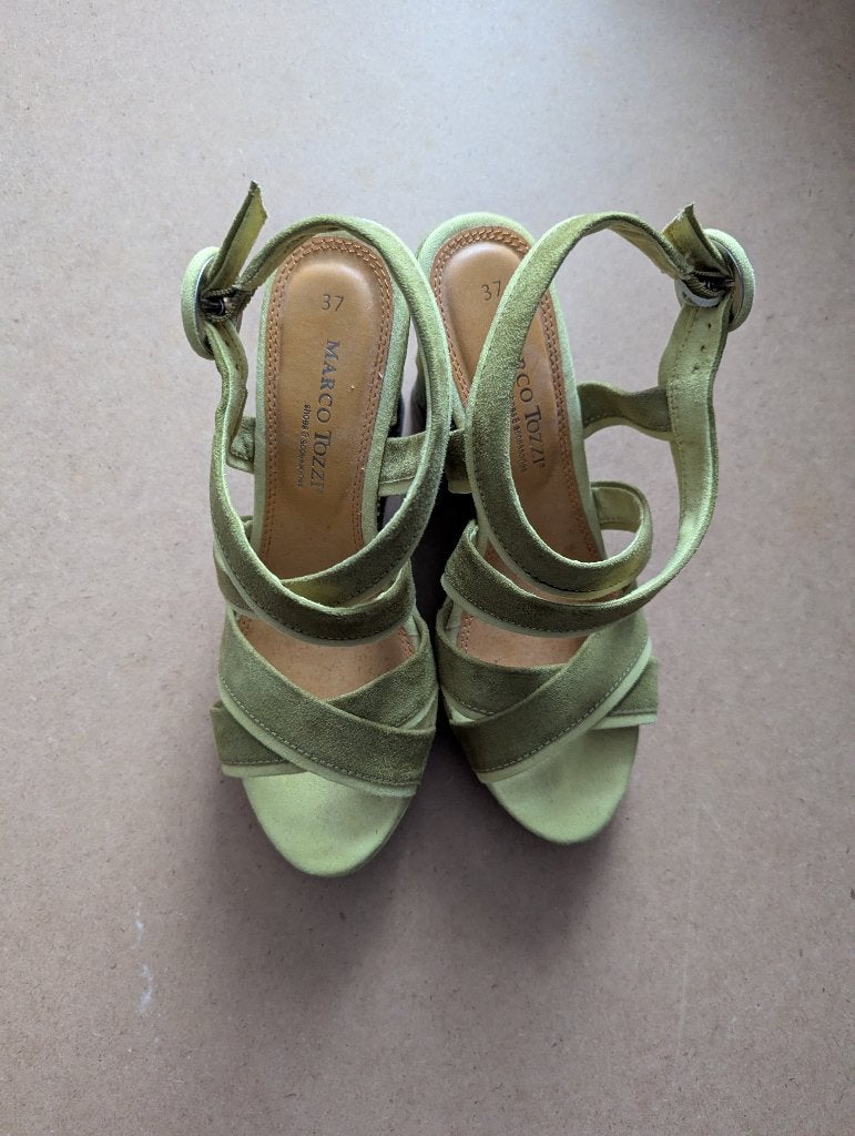 Macro Tozzi ( maat 37), Marco Tozzi, Zo goed als nieuw, Groen, Sandalen of Muiltjes
