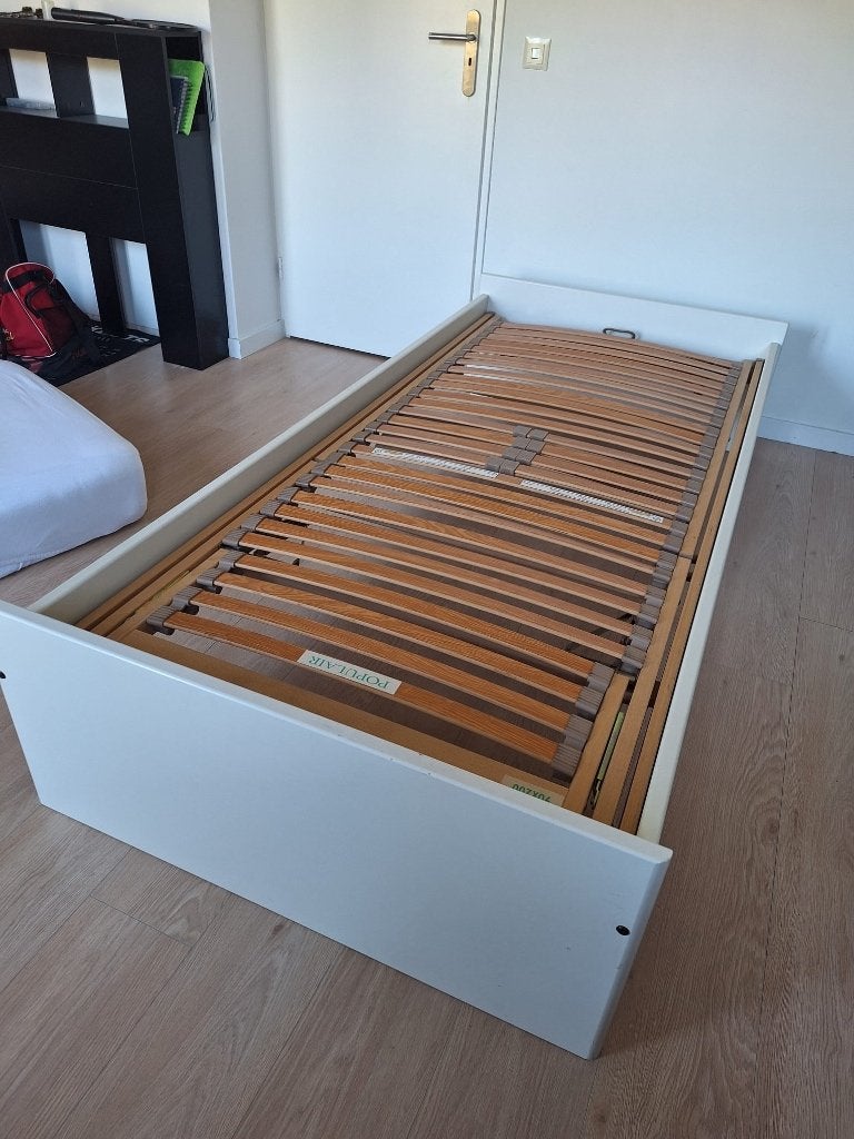 1 persoons bed met verstelbare lattenbodem, Ophalen, Gebruikt, 90 cm, Eenpersoons