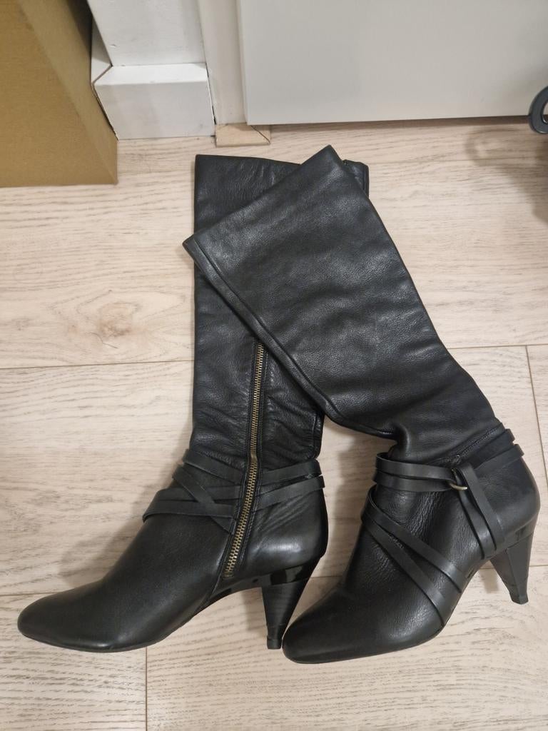 Nieuwe DKNY Leren Laarzen Maat 38.5 - Ongedragen, Hoge laarzen, Zwart, Dkny, Nieuw