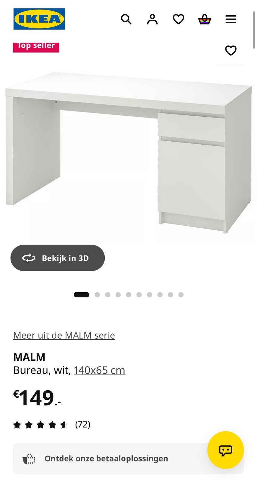 IKEA MALM bureau Wit, Huis en Inrichting, Ophalen, Gebruikt, Schoolbureau, IKEA