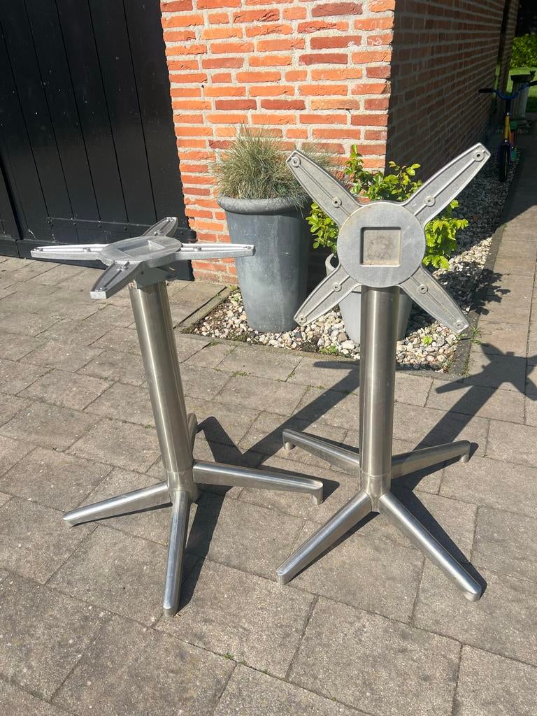 2 RVS Tafelpoten inklapbaar, Ophalen, Tafelpoot, Gebruikt, Minder dan 50 cm