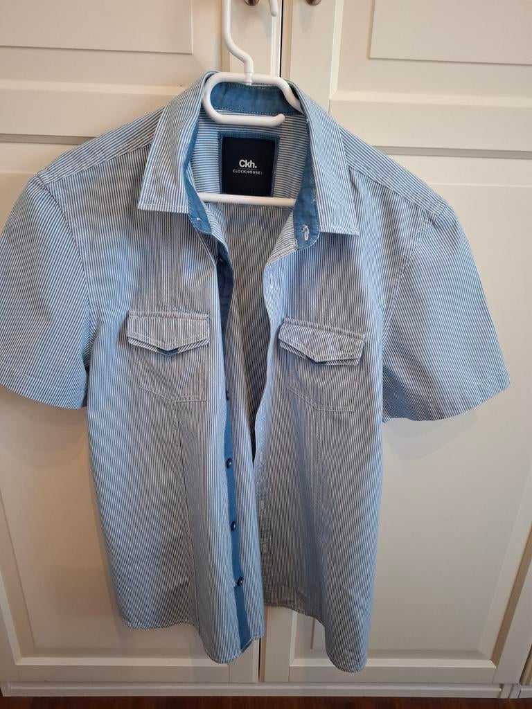CKH.Gestreept overhemd (L), Kleding | Heren, Overhemden, Zo goed als nieuw, Overige halswijdtes, Blauw, Ophalen of Verzenden