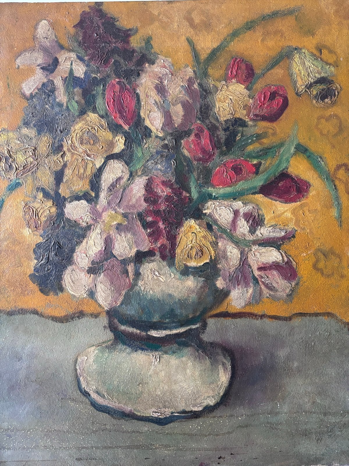 Vroeg bloemstilleven van kunstenaar Bob Verstraete (1944), Paneel, Gedateerd, Stilleven, Ophalen of Verzenden