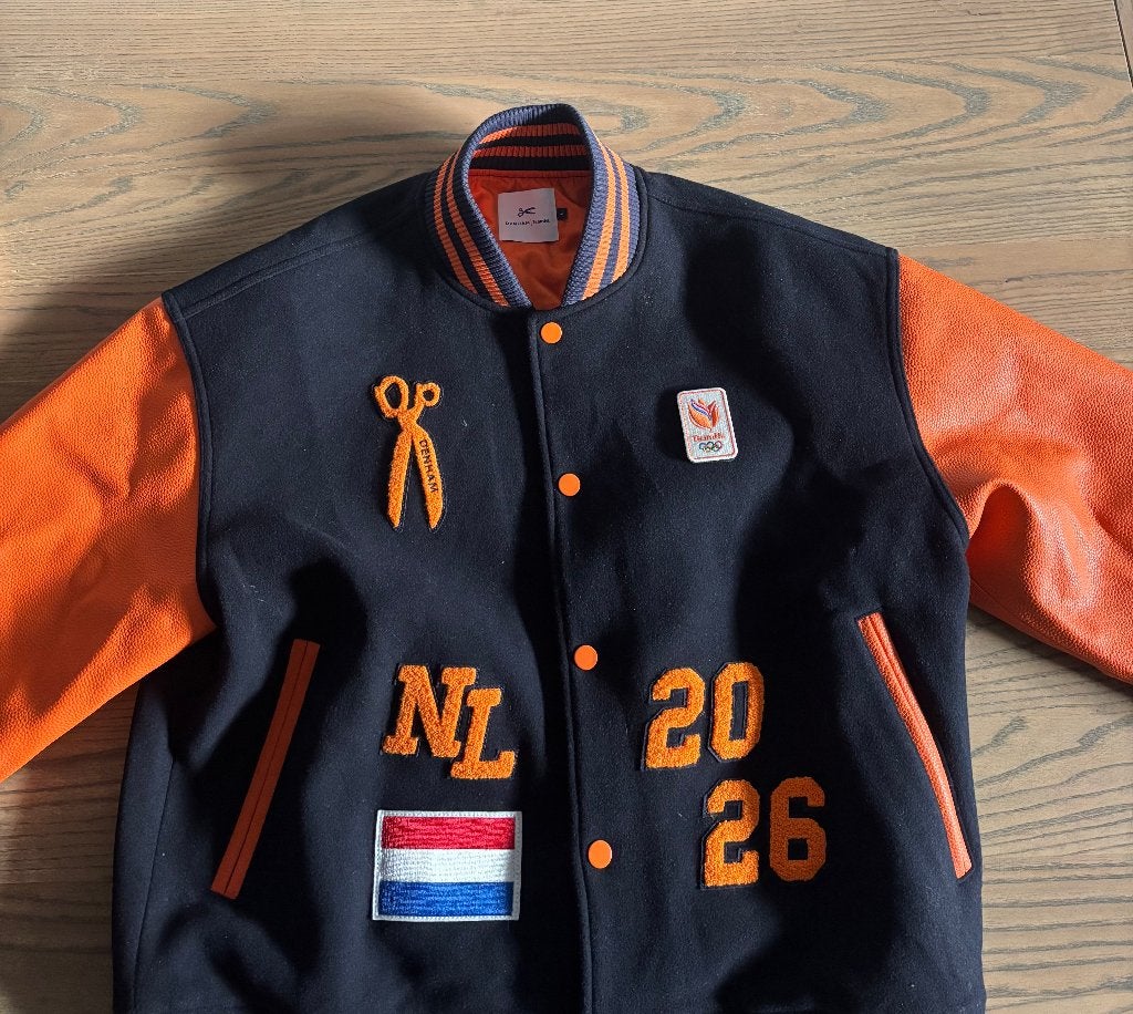 TeamNL varsity jacket - DenHam (olympische spelen), Maat 52/54 (L), Verzenden, Oranje, Zo goed als nieuw