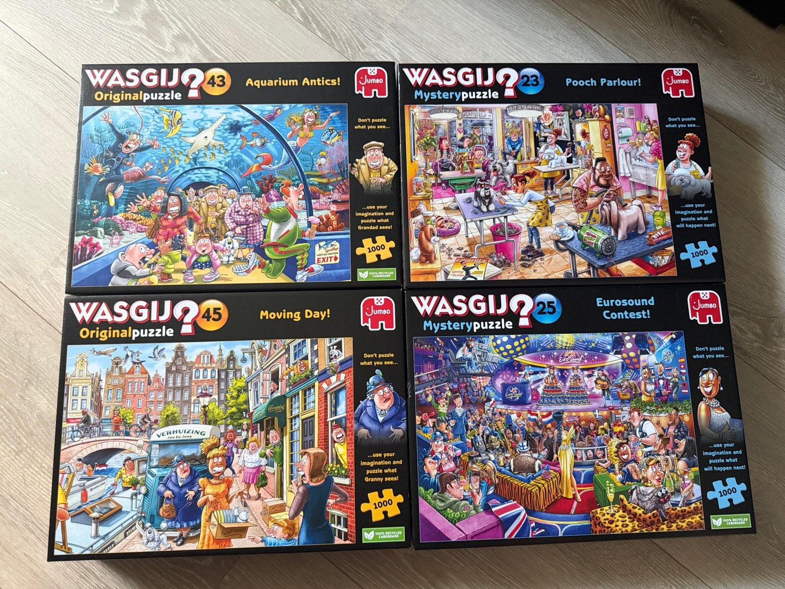 Wasgij puzzel 4 stuks of per stuk, Ophalen, 500 t/m 1500 stukjes, Zo goed als nieuw