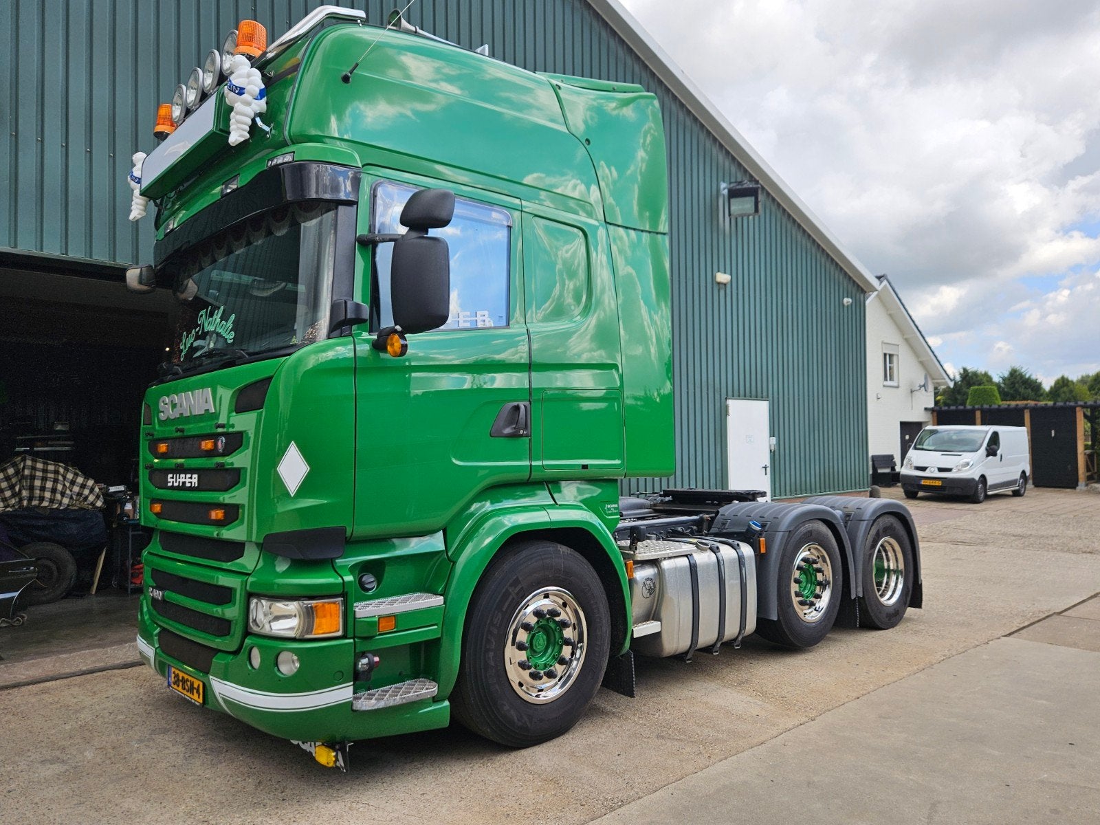 zeer nette Scania E6 R490 bj 2014 voorloper low km nw apk, Automaat, Achterwielaandrijving, Scania, Leder en Stof
