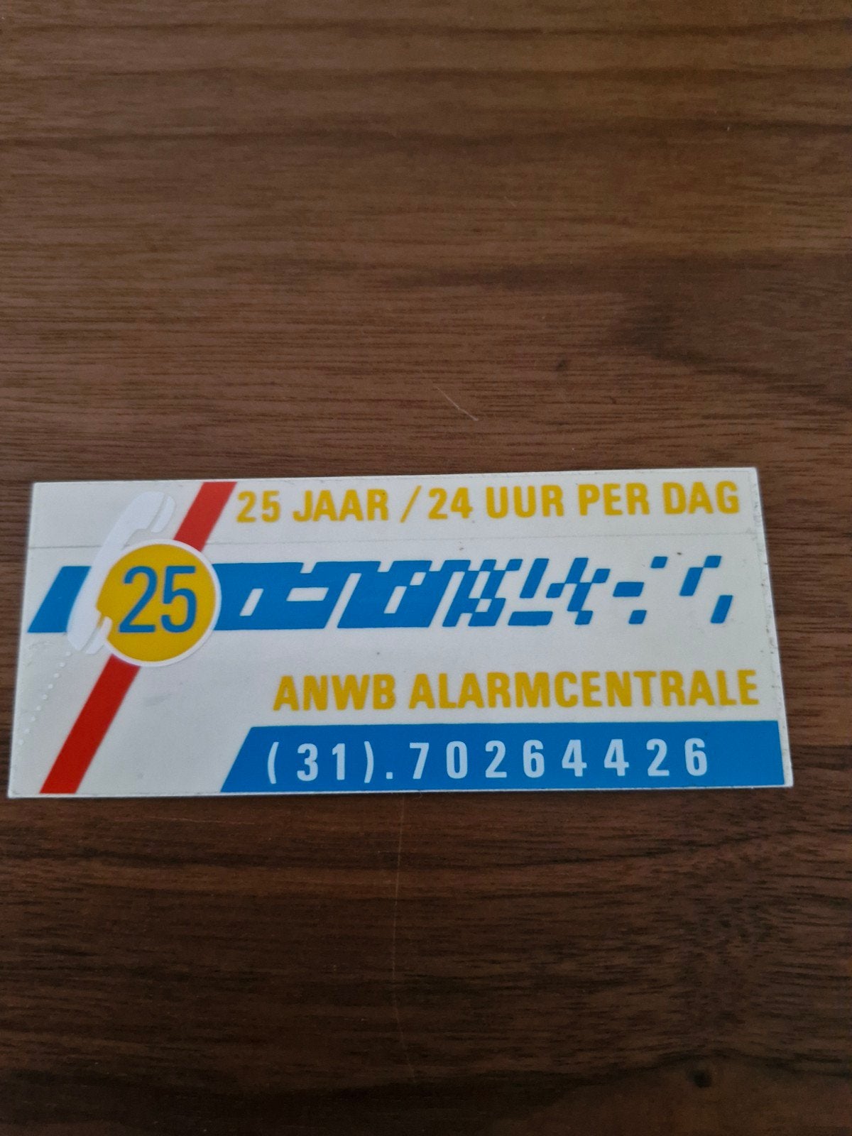 9743 ANWB Alarmcentrale 25 Jaar Sticker, Ophalen of Verzenden
