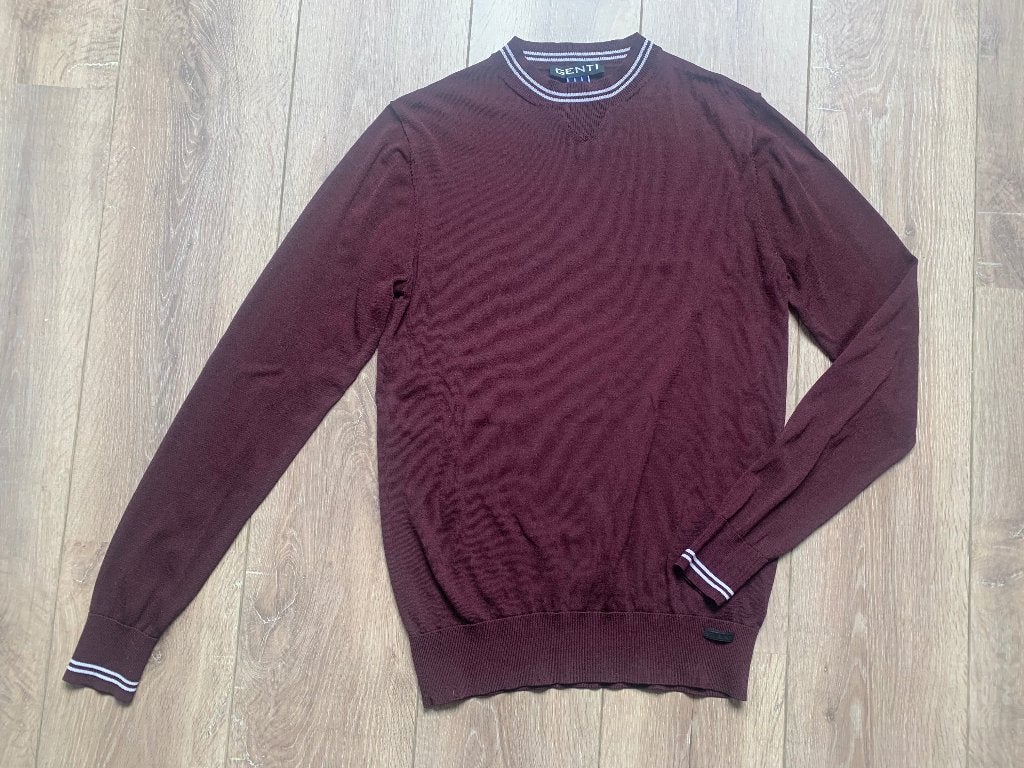 Genti trui sweater bordeaux rood wit M: 48/50, Zo goed als nieuw, Rood, Genti, Verzenden