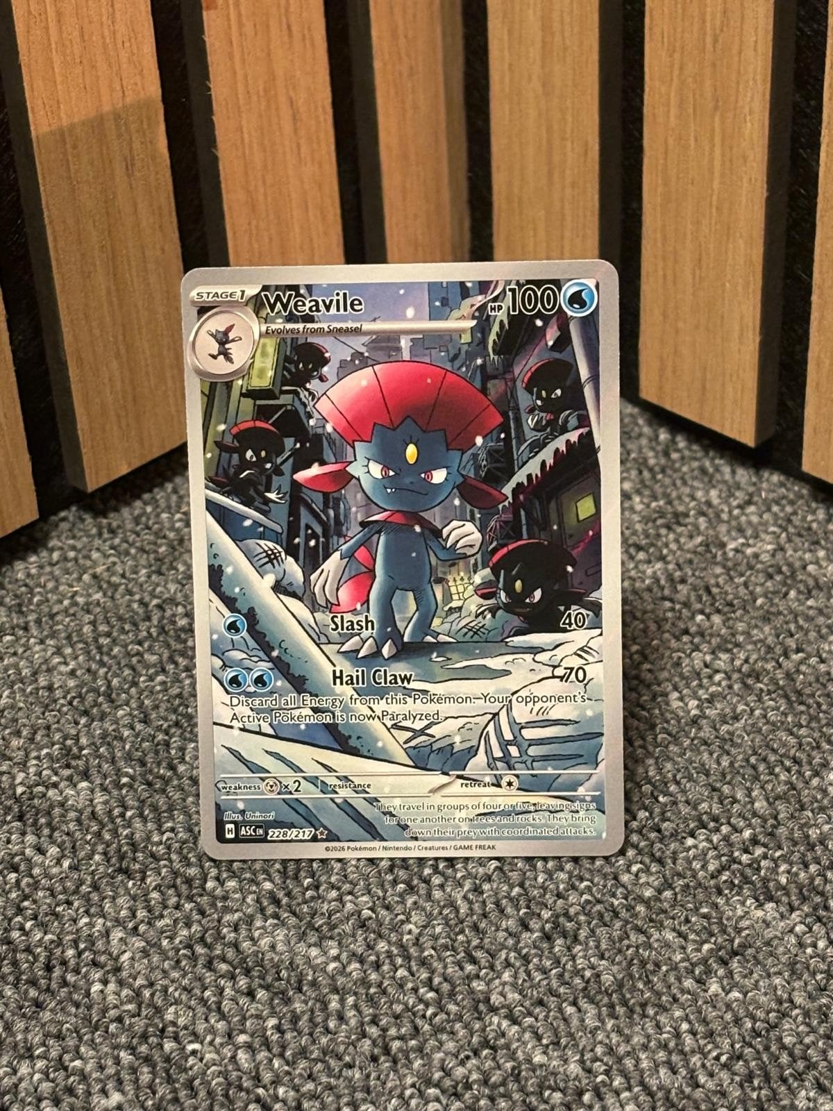 Weavile 228/217 Pokémon kaart, Ophalen of Verzenden, Zo goed als nieuw, Losse kaart