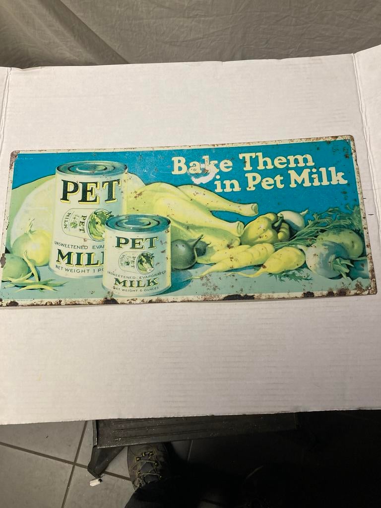 Tin plate pet milk, Ophalen of Verzenden