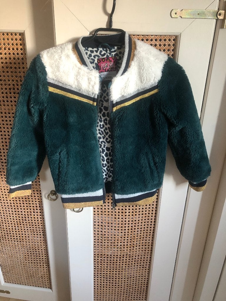 Teddy jas donkergroen (kind, maat 128/134), Kinderen en Baby's, Kinderkleding | Maat 128, Persival, Gebruikt, Meisje, Ophalen of Verzenden