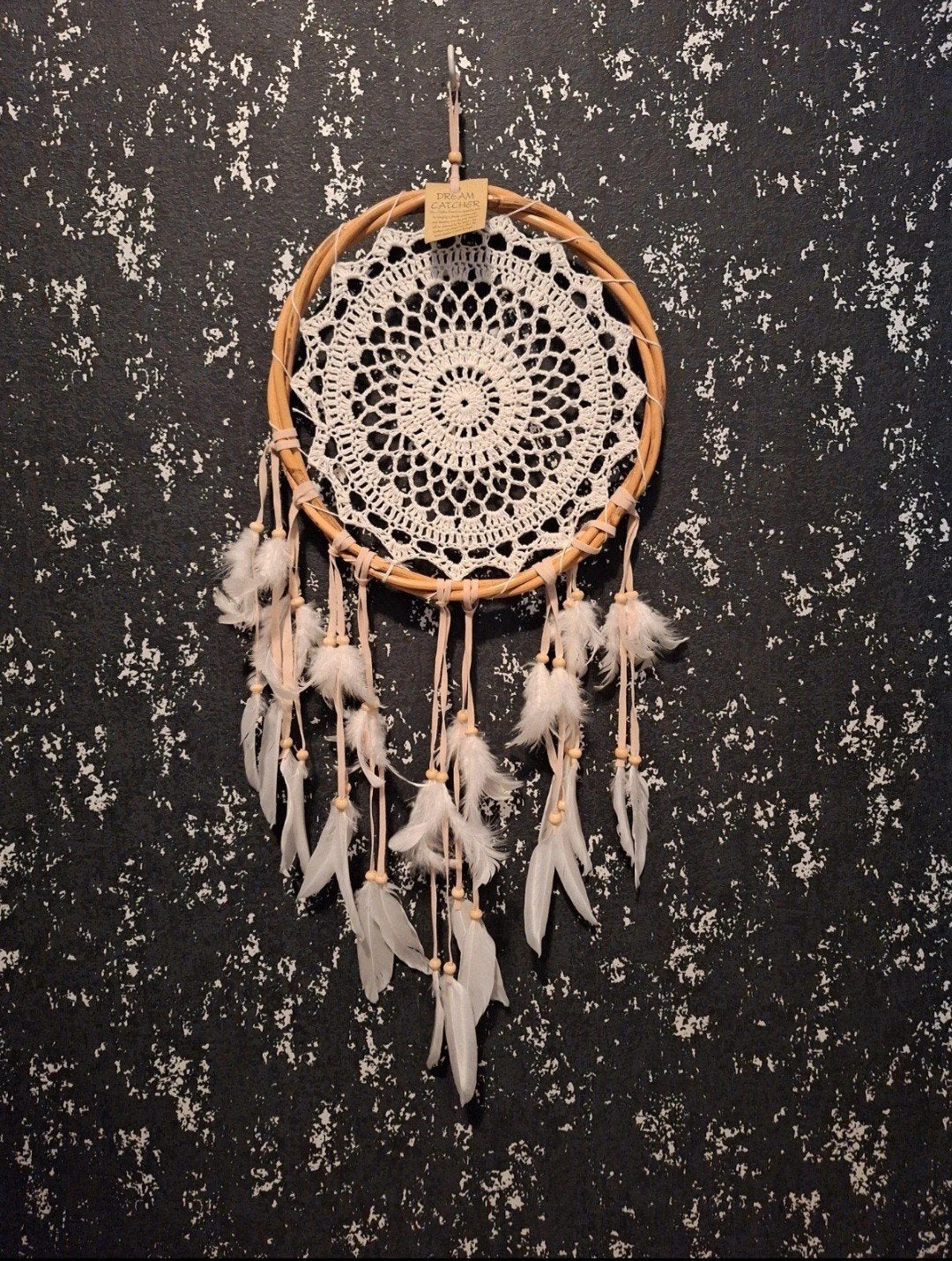 Dromenvanger met gehaakt detail en veren, Boho, Nieuw, Ophalen of Verzenden, Natuurlijk materiaal