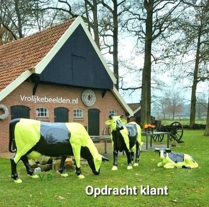 Decoratie koe beelden – kalf zwartbont - elke kleur mogelijk, Ophalen, Nieuw, Kunststof, Dierenbeeld