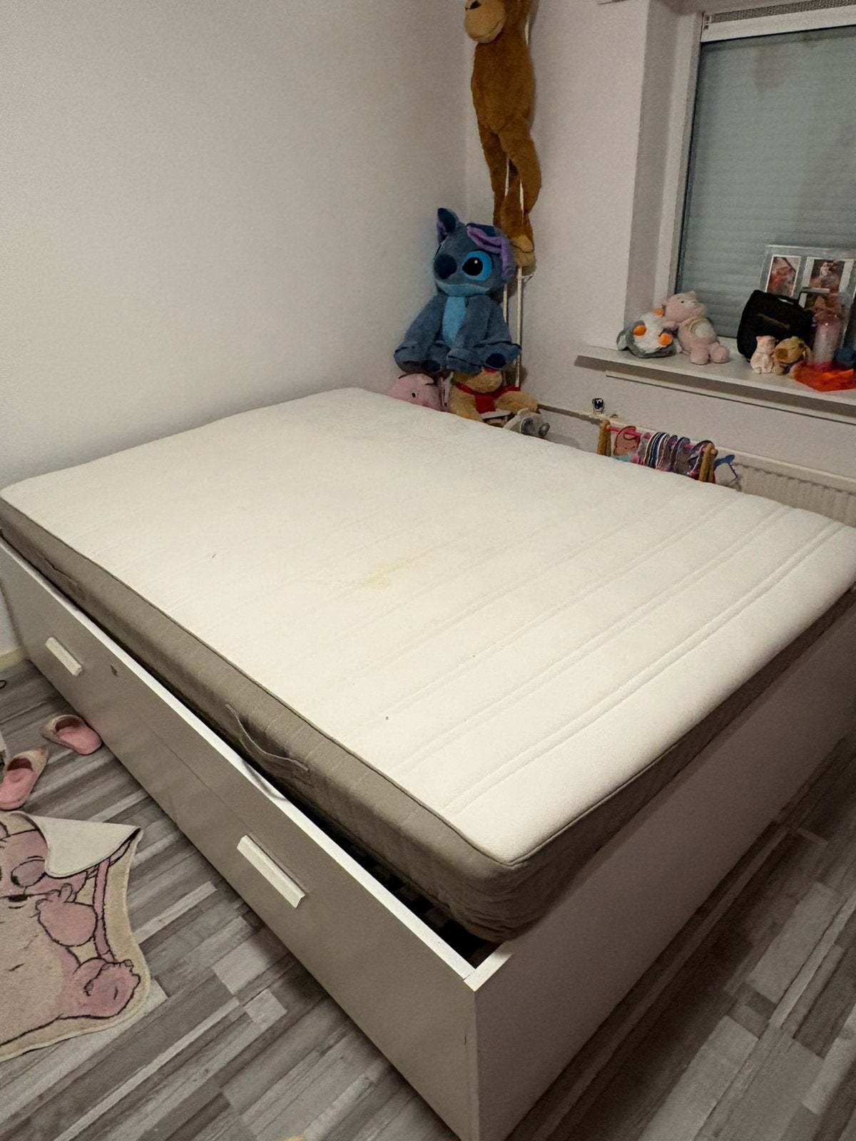 Brimnes bed met lades, Ophalen, Wit, Tweepersoons, 140 cm