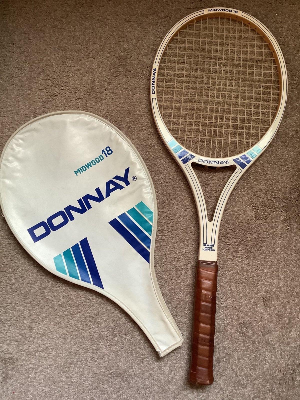 Donnay Midwood houten tennisracket met hoes, Sport en Fitness, Tennis, Overige merken, Ophalen of Verzenden, Zo goed als nieuw