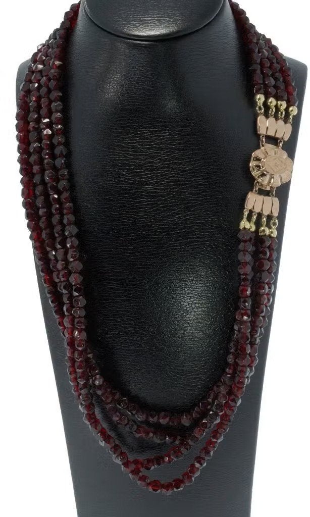 Granaat antieke ketting 14k gouden slot fraai dames vintage, Voordeelsieraden, Ophalen of Verzenden, Zo goed als nieuw, Postbus 163, 8320 AD Urk