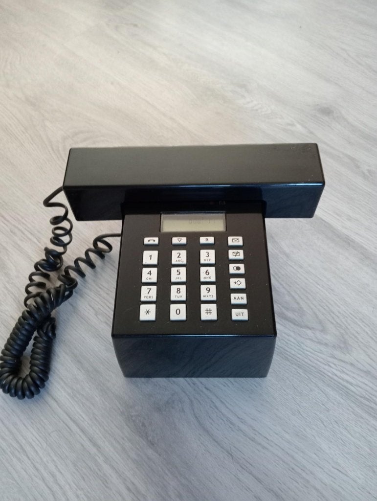 Vintage Zwarte Design Telefoon -Jan Des Bouvries, Ophalen, Gebruikt