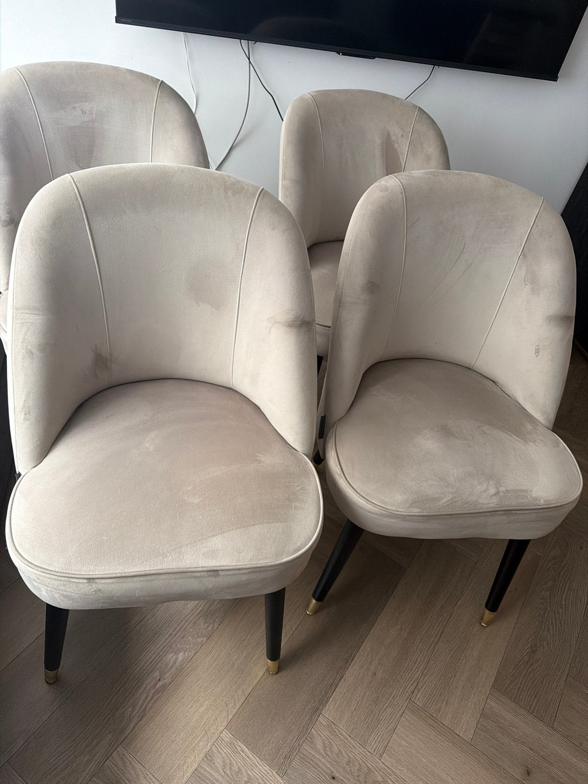 4 Richmond Interiors eetkamerstoelen – crème velours, Ophalen, Gebruikt, Overige kleuren, Vier