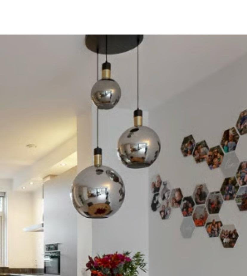 Lumidora Tafelhanglamp met 3 Bollen - Rookgrijs/Zwart, Ophalen, Nieuw, Metaal, E27 (groot)