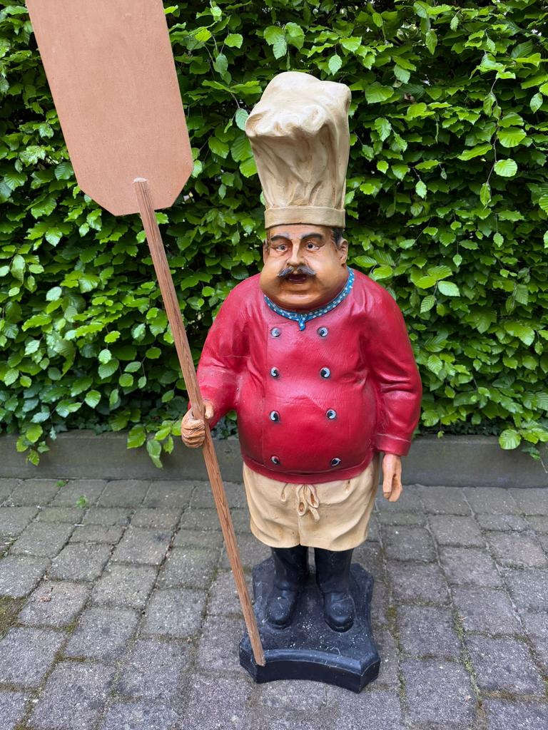 Grote vintage pizzabakker / kok beeld 110 cm horeca deco, Verzamelen, Beelden en Beeldjes, Ophalen, Zo goed als nieuw, Dier