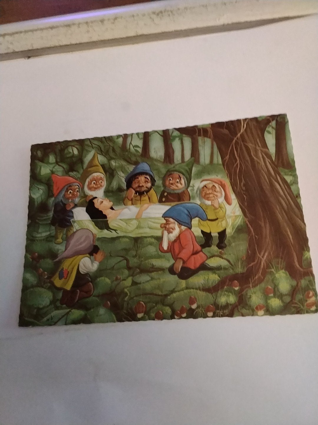 Oude ansichtkaart Sneeuwwitje en de Zeven Dwergen, Verzamelen, Ophalen of Verzenden, 1940 tot 1960, Gelopen, Cultuur en Media