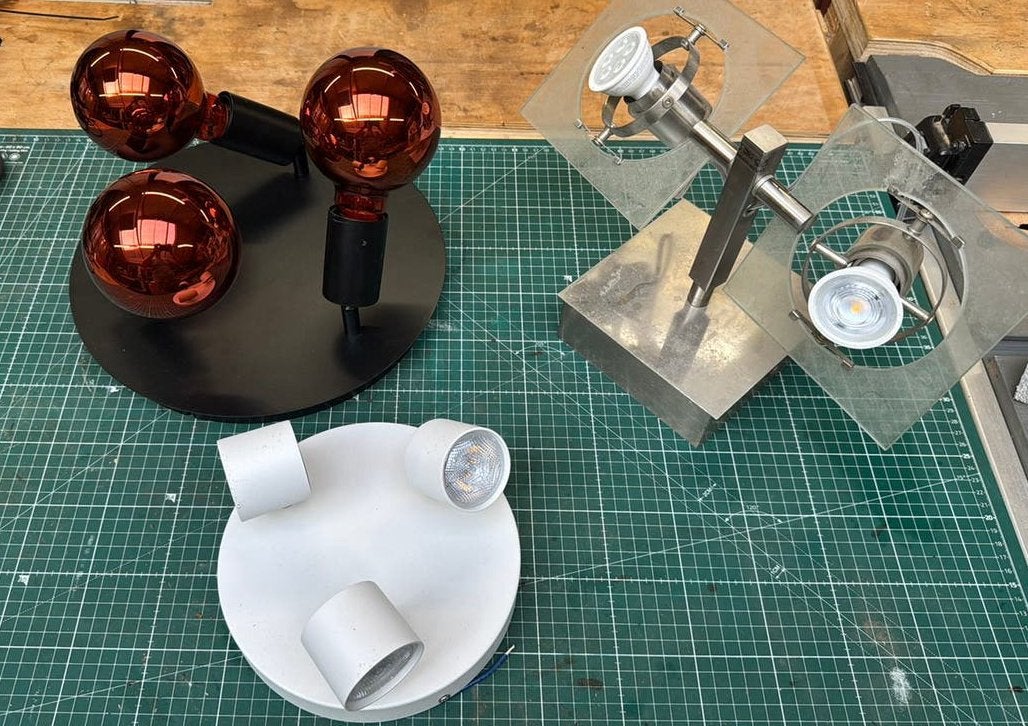 3x Plafondlampen - Wit en Zwart, Modern Design, Ophalen, Gebruikt, Modern, GU10