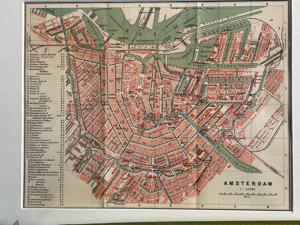 1885 - - Amsterdam - - O U D in passe partout - P0618-021, Ophalen of Verzenden, Gravure, 1800 - 1899
