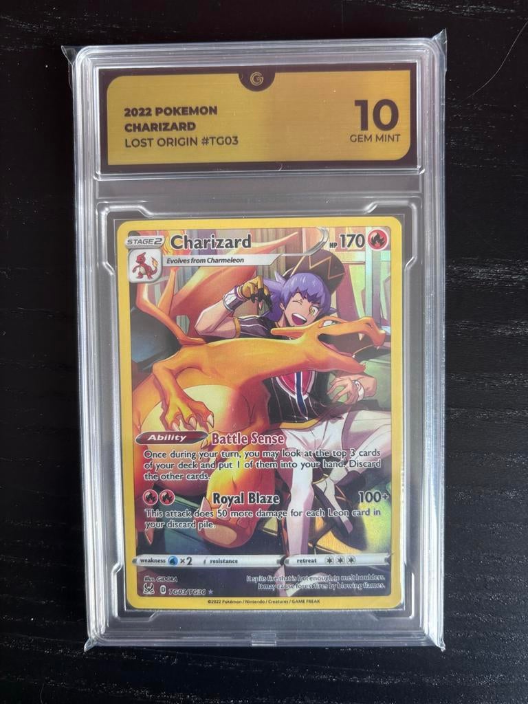 2022 Pokémon Charizard Lost Origin #TG03 Global Grading 10, Ophalen of Verzenden, Nieuw, Losse kaart