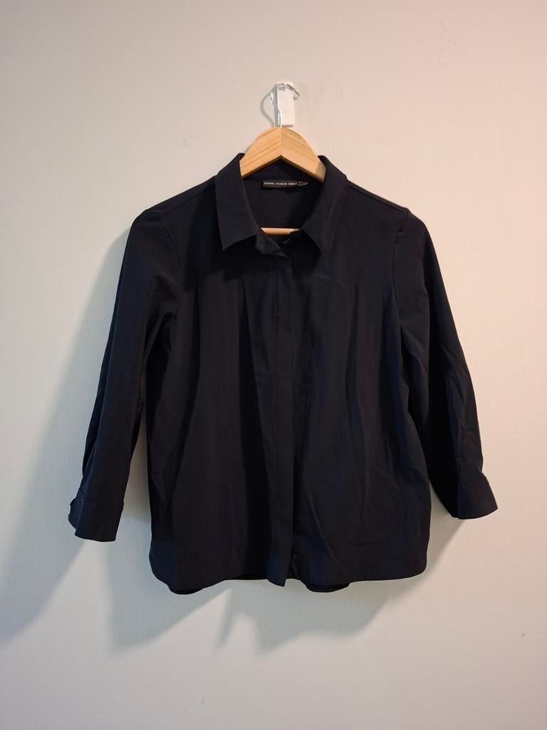 Marithe + François Girbaud zwarte travelstof blouse, Ophalen of Verzenden, Zo goed als nieuw, Maat 38/40 (M), Zwart