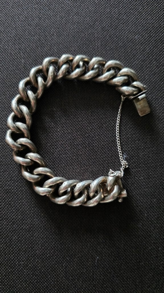 Zilveren schakelarmband, Sieraden, Tassen en Uiterlijk, Armbanden, Ophalen of Verzenden, Gebruikt, Zilver, Zilver