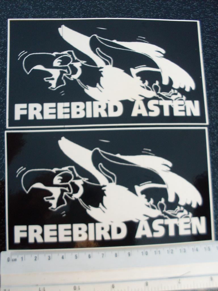 2x ruit sticker discotheek freebird asten logo, Verzamelen, Verzenden, Zo goed als nieuw, Bedrijf of Vereniging