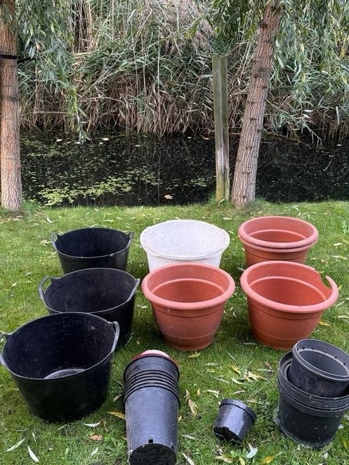 Hele grote moestuinbakken / teilen - 29 stuks, Tuin en Terras, Ophalen, Kunststof, Gebruikt, 40 cm of meer