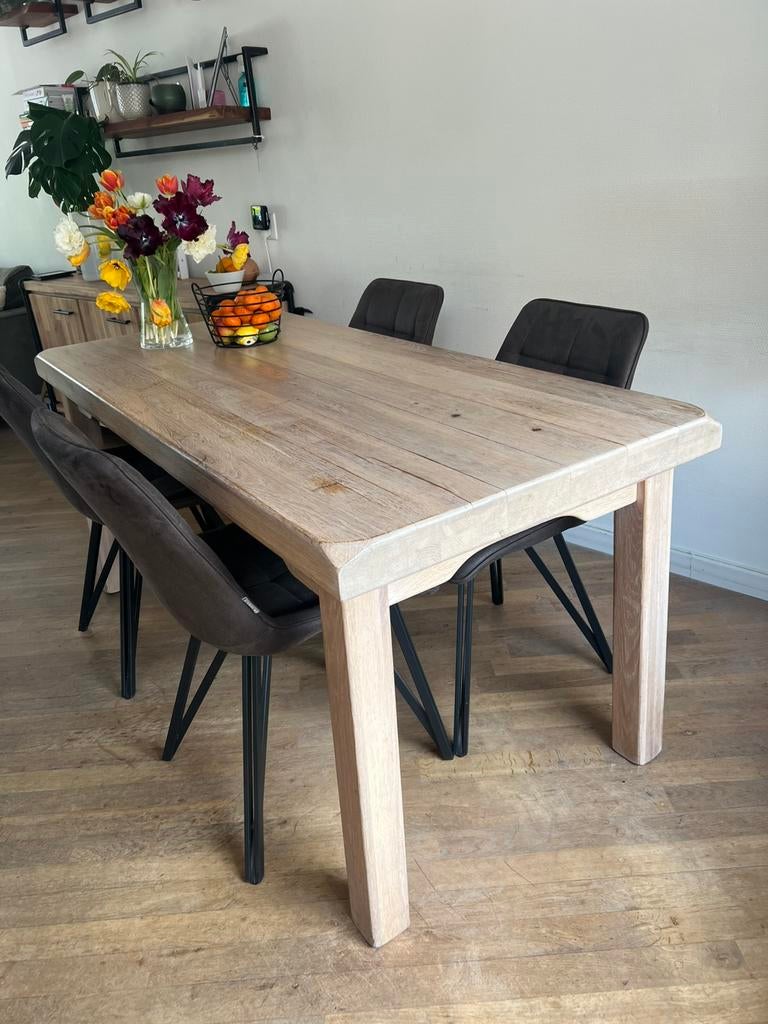 Eiken houten tafel, Huis en Inrichting, Tafels | Eettafels, Ophalen, Gebruikt, Eikenhout, 50 tot 100 cm
