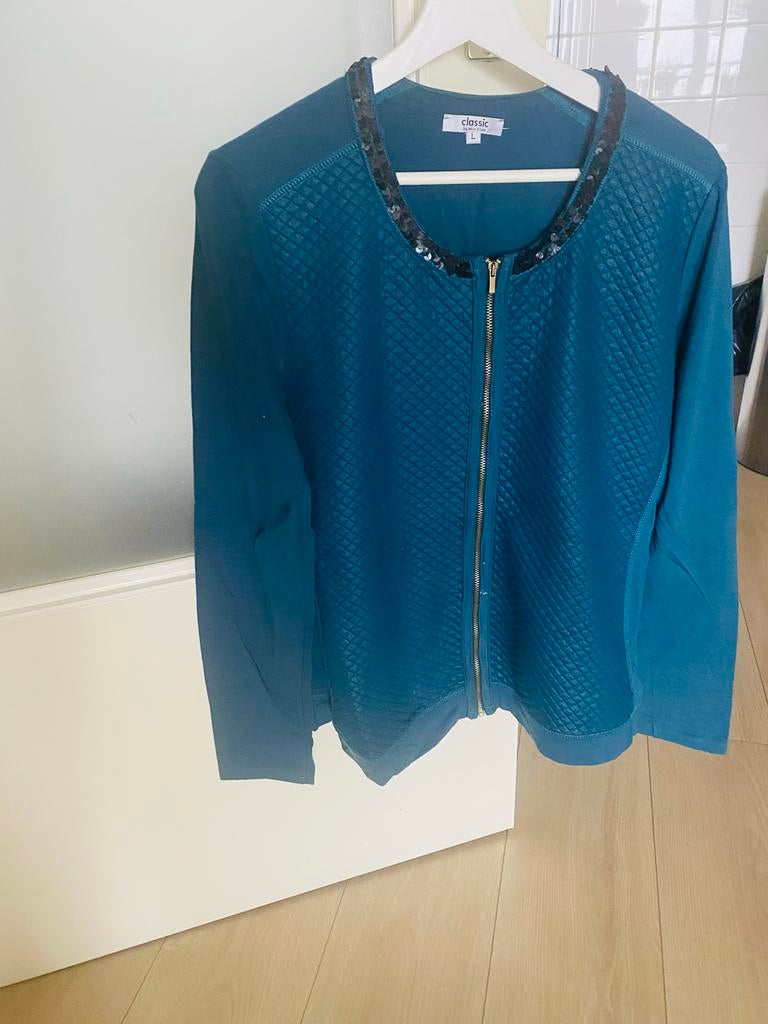 Classic by Miss Etam vest met pailletten, maat L, Ophalen of Verzenden, Zo goed als nieuw, Maat 42/44 (L), Groen