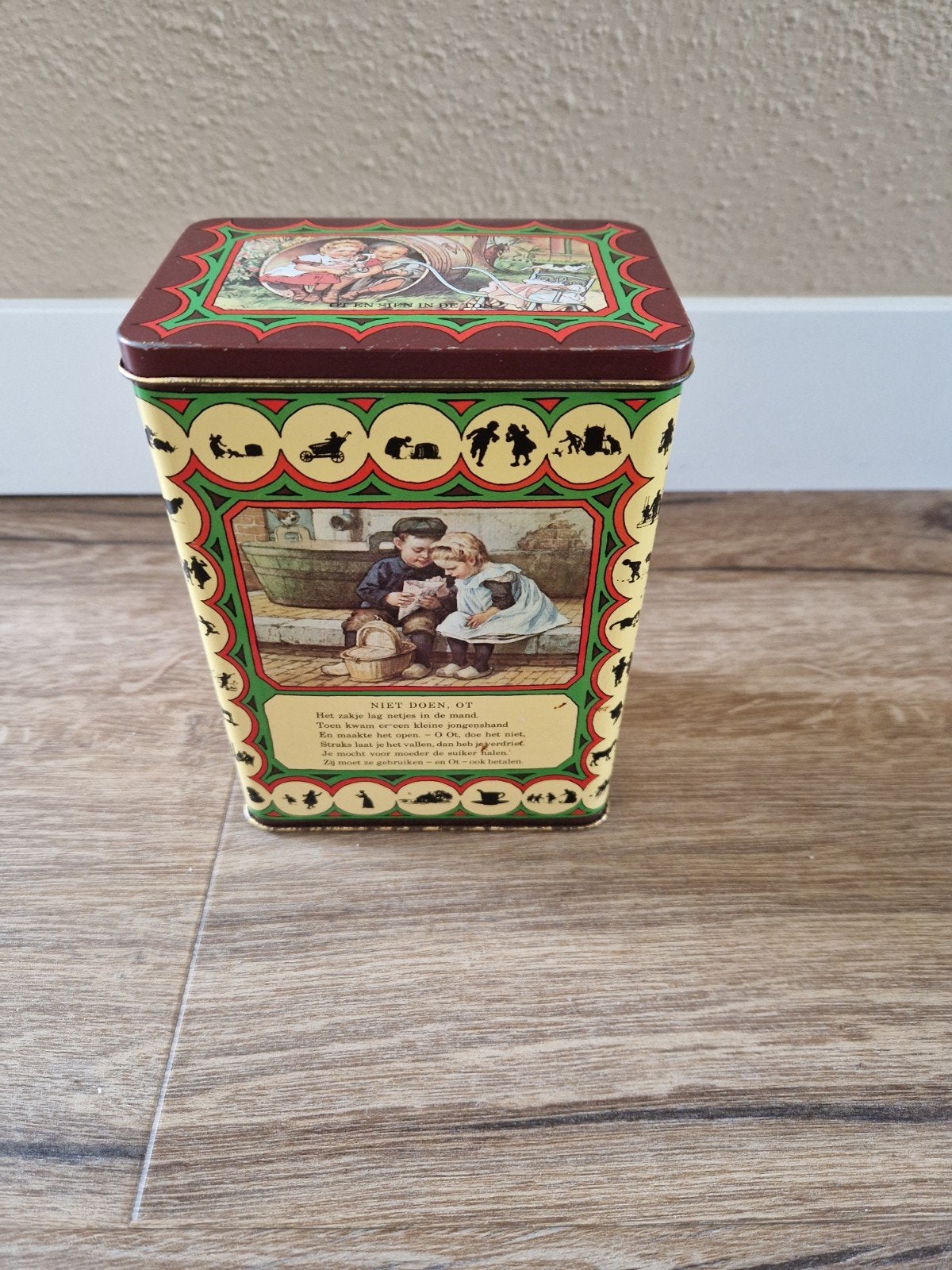 Oude bewaarbus/blik van Royco met Ot en Sien, Verzamelen, Blikken, Ophalen of Verzenden, Gebruikt