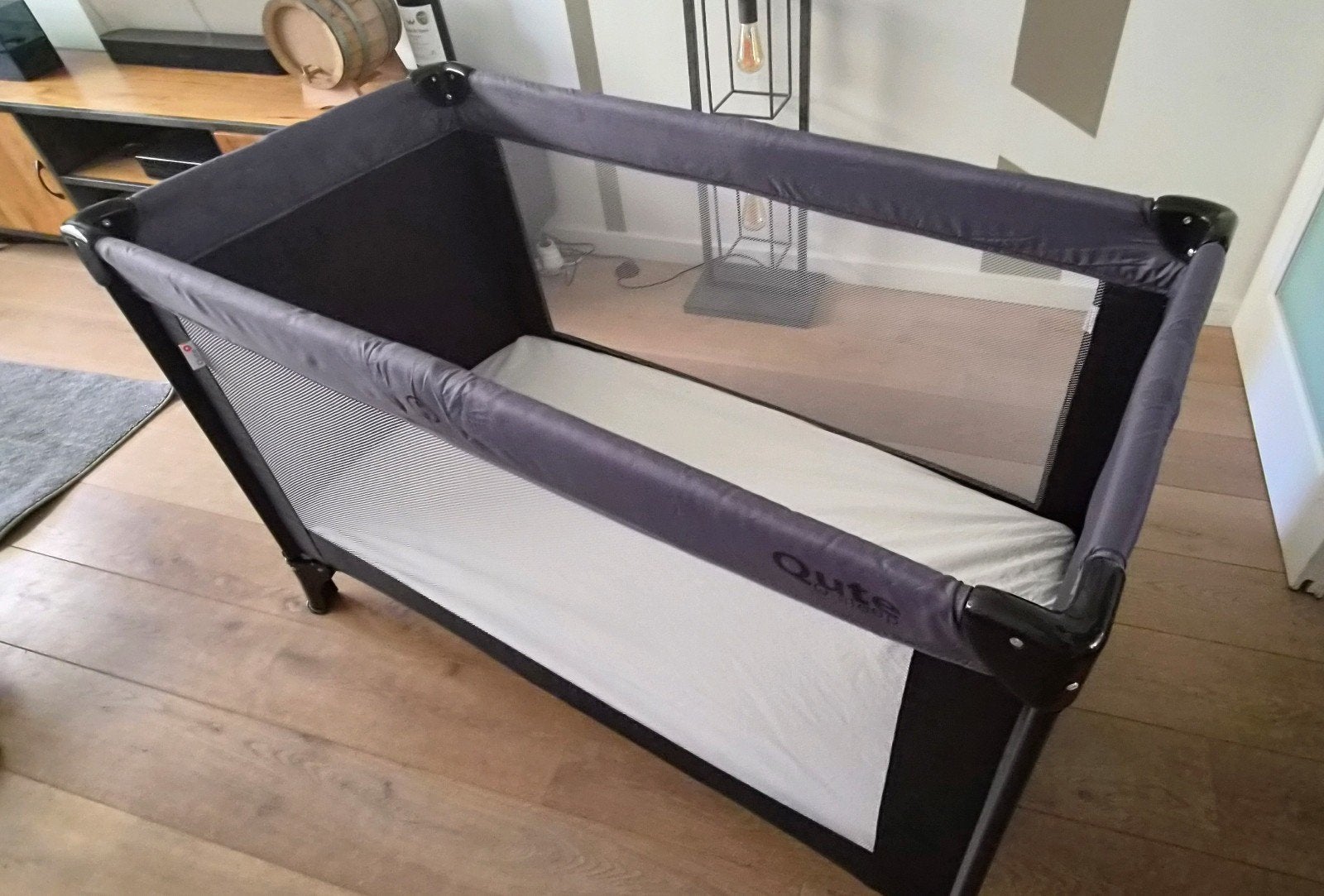 Reisbed Qute Q-sleep met extra matras en 3 hoeslakens, Ophalen, Zo goed als nieuw, Minder dan 140 cm, Matras