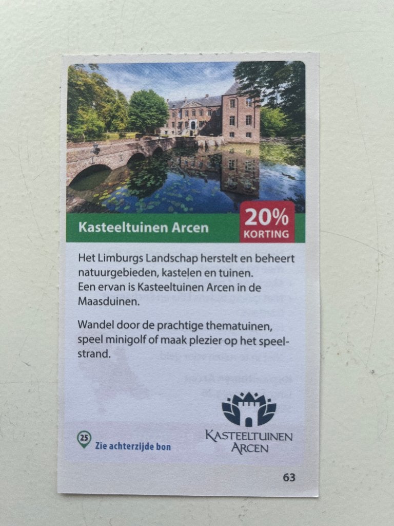Kortingscode/bon Kasteeltuinen Arcen Limburg, Drie personen of meer, Kortingsbon, Overige typen