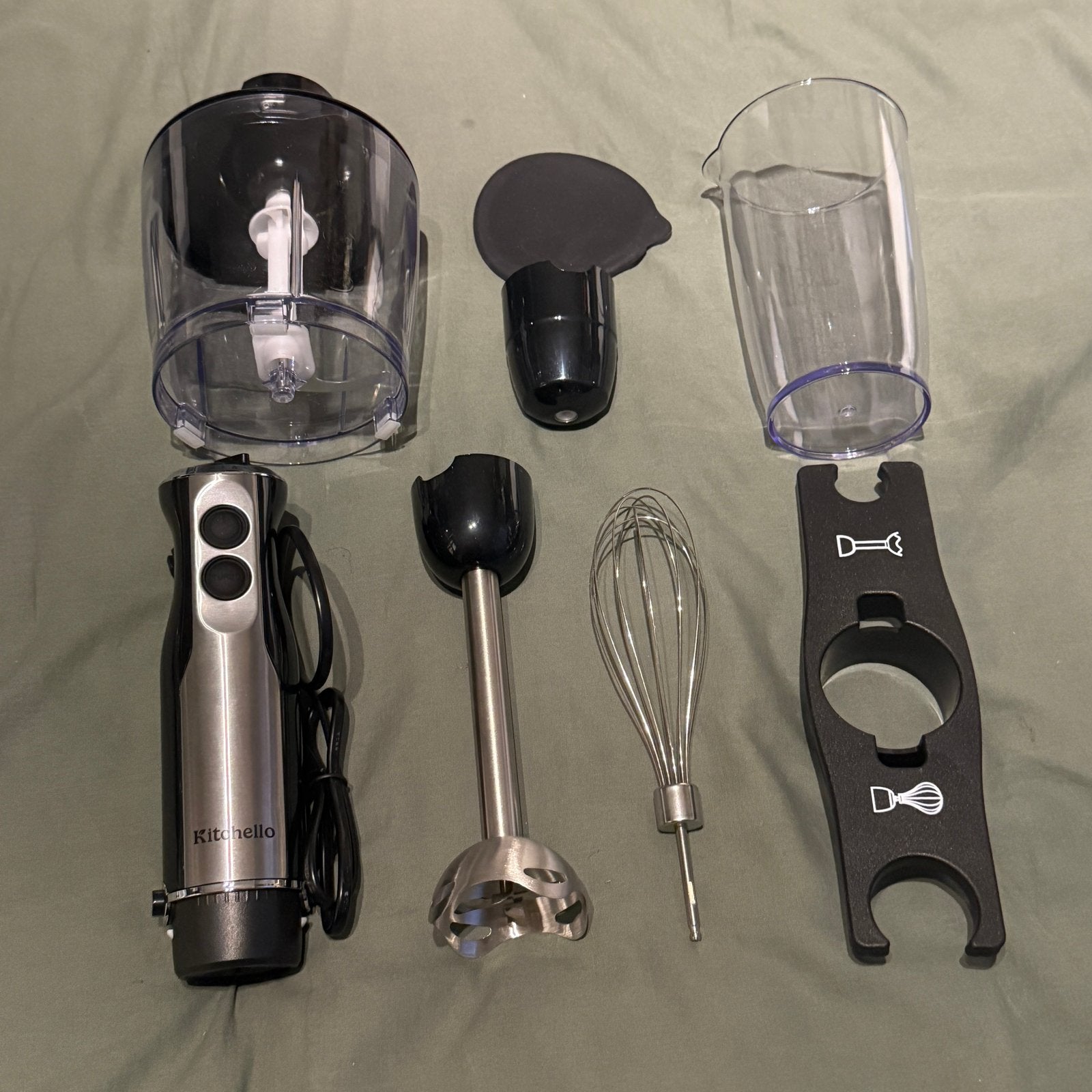 Kitchello Staafmixer 5-in-1 Set - 1000W met accessoires, 1 tot 2 liter, 3 snelheden of meer, Ophalen of Verzenden, Zo goed als nieuw