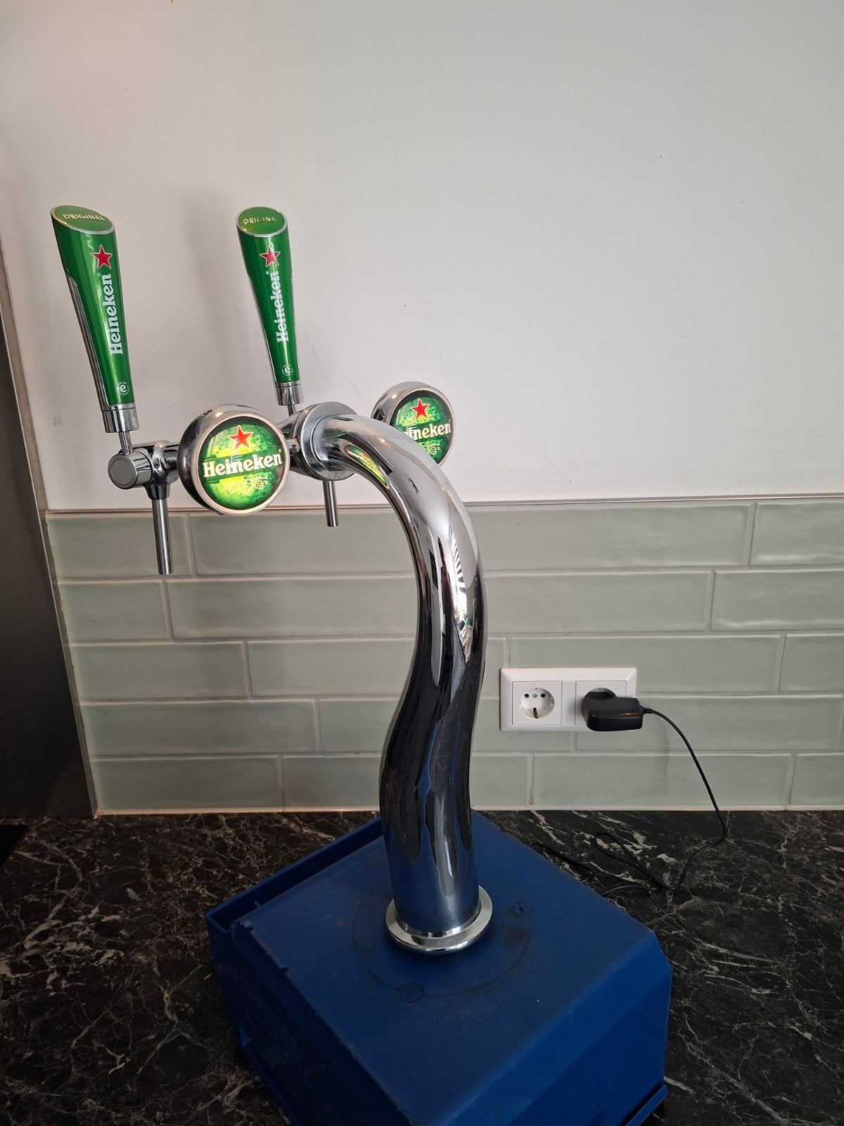 tapzuil biertap bierkraan heineken dubbele kraan met verlich, Ophalen of Verzenden, Zo goed als nieuw, Overige merken