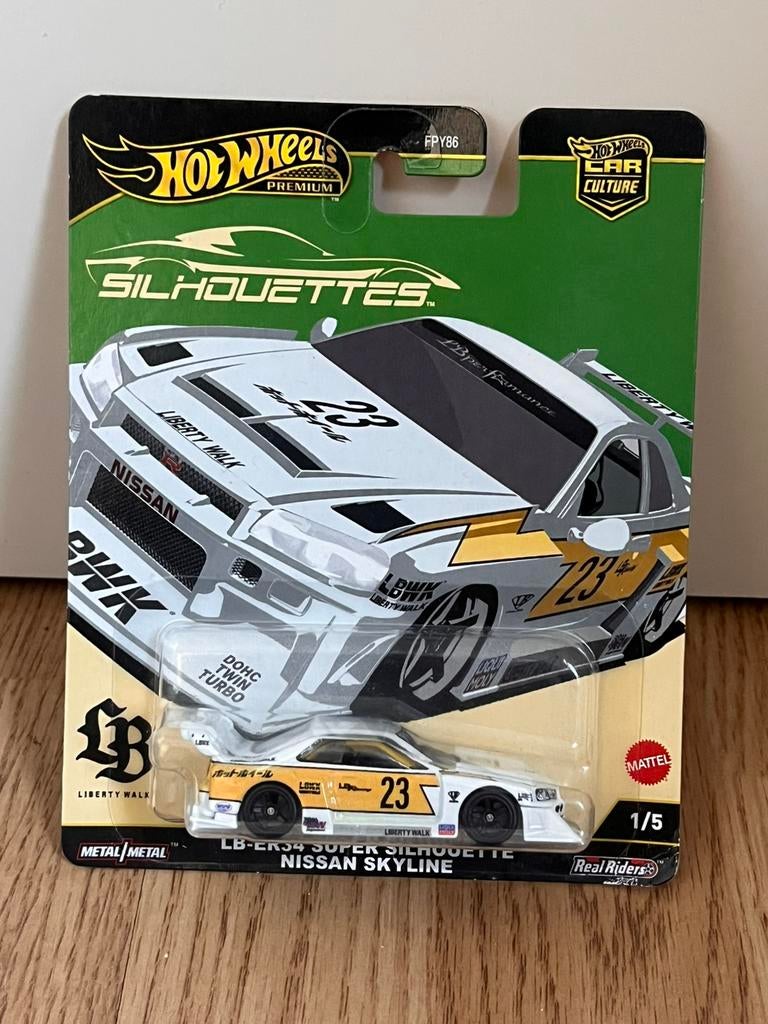 Hotwheels premium silhouettes nissan skyline lbwk r34, Hobby en Vrije tijd, Modelauto's | Overige schalen, Verzenden, Nieuw
